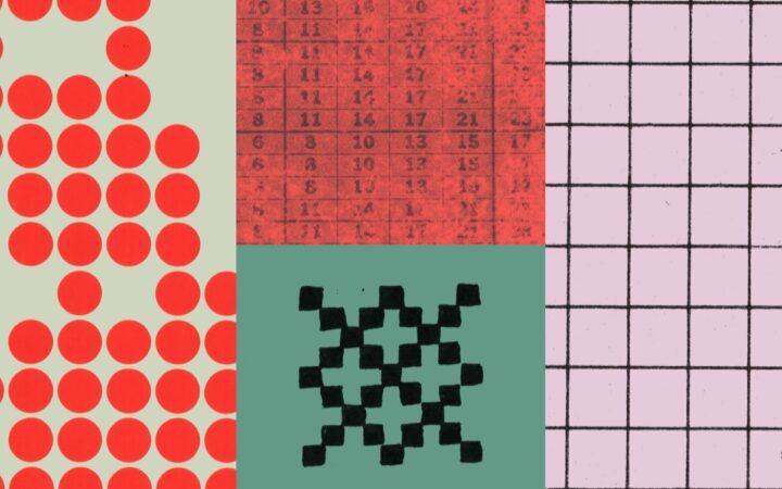 Abstract red, green and grid artwork from Anthropic’s AI policy framework