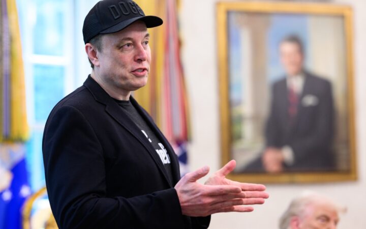 Elon Musk speaks in the Oval Office during a press conference on May 30, 2025